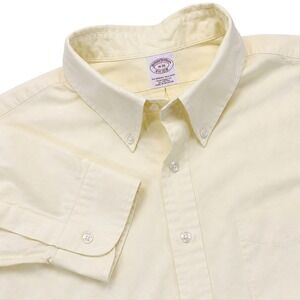 Brooks Brothers Oxford Shirt Mens 19 34/35 Yellow Cotton Traditional Fit
